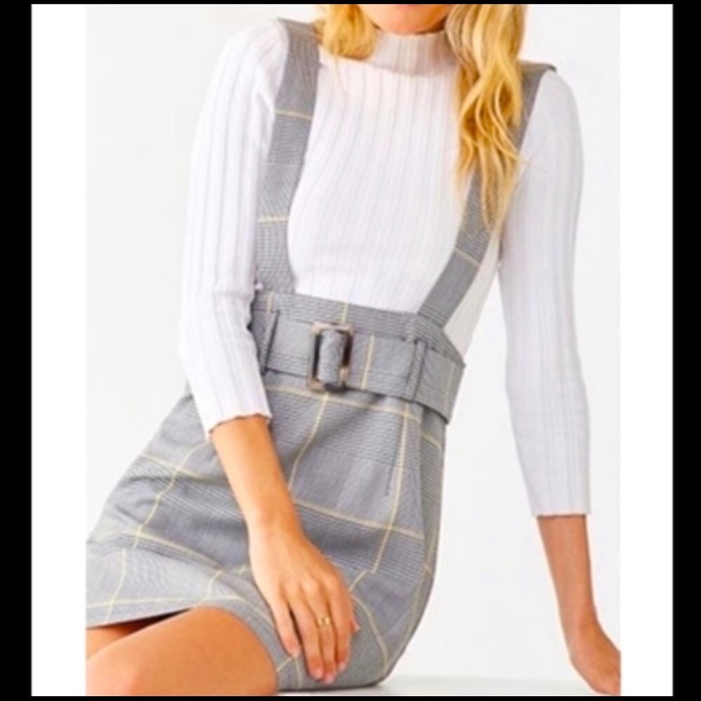 Forever 21, small, plaid, belted pinafore